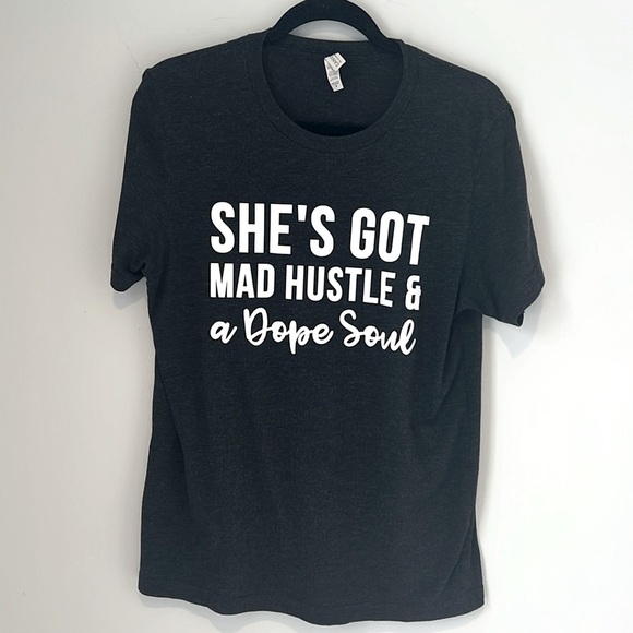 Bella Canvas Womens Cotton Blend Graphic T-Shirt Medium Soft Tee Hustle Soul - Picture 1 of 16